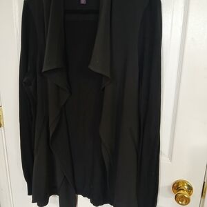 Long Tall Sally Black Cardigan Career Office Layering Lagenlook Lightweight